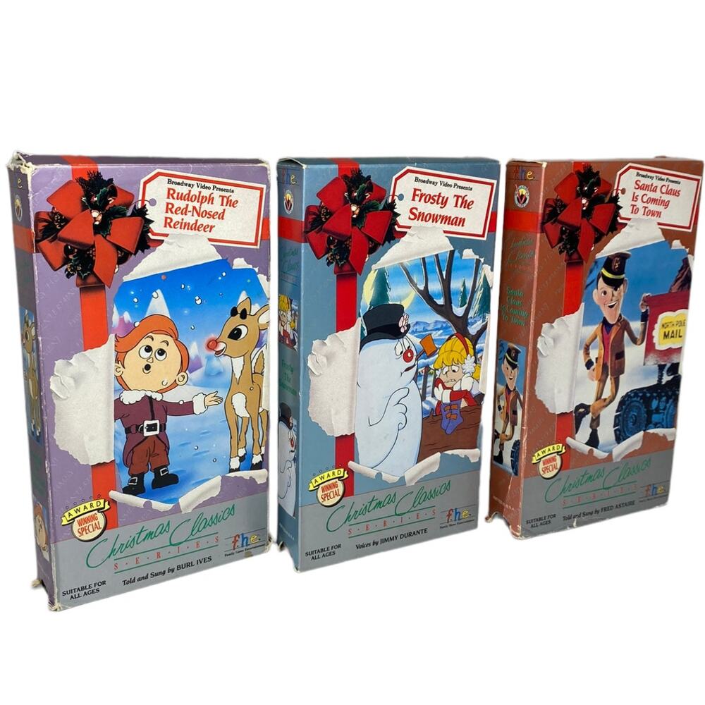 Rudolph Frosty Santa Claus Is Coming To Town VHS Bundle Christmas Classics VTG
